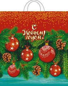 Пакет с петлевой ручкой ПВД 40*42/45 мкм НГ Ёлочный декор 1/25/500